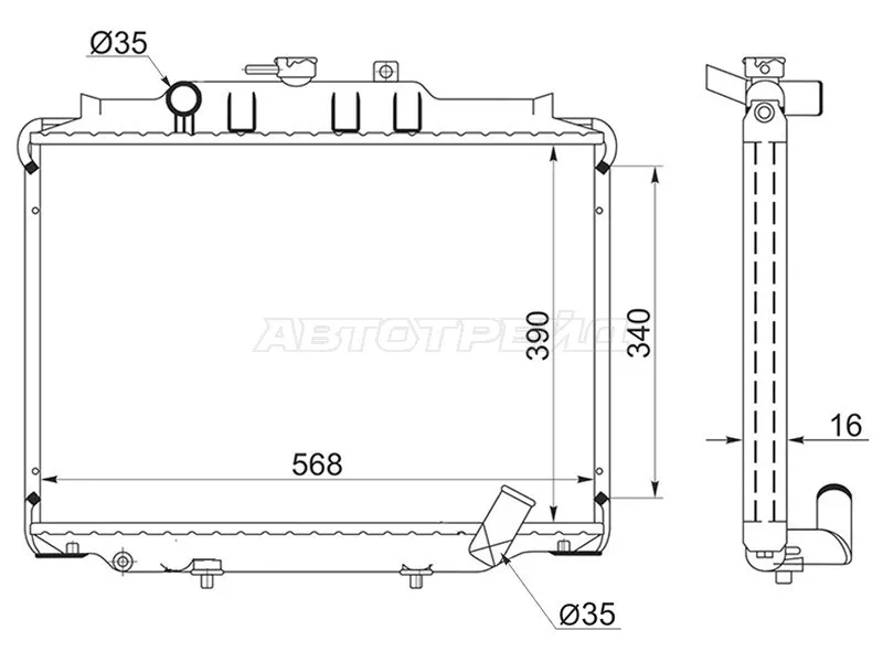 Радиатор Mitsubishi Delica 89-99 / Hyundai Grace 93-03 - Артикул HY0011MT - Производитель Sat - Фото, Отзывы, Цены 