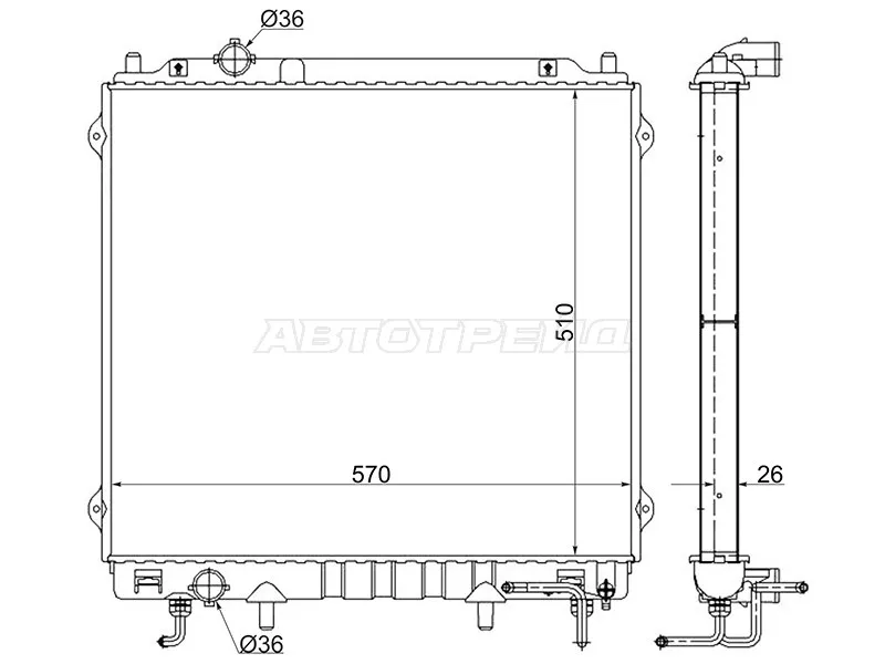 Радиатор Hyundai Terracan 01-07 - Артикул HY001229 - Производитель Sat - Фото, Отзывы, Цены 