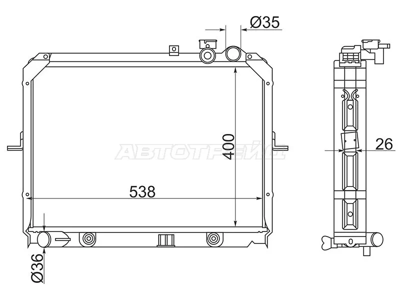 Радиатор Kia Bongo 04-19 - Артикул KI00071 - Производитель Sat - Фото, Отзывы, Цены 