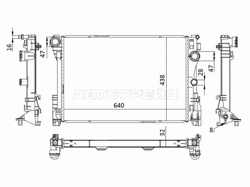 Радиатор Mercedes-Benz C-Class 07-15 / E-Class 09-17 / CLS-Class 10-14 - Артикул MB000911 - Производитель Sat - Фото, Отзывы, Цены 