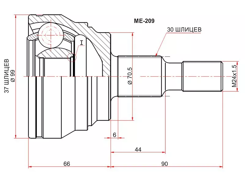 Шрус (Спереди/ Наруж) Mercedes-Benz M-Class 05-11 / GL-Class 06-12 - Артикул ME209 - Производитель Sat - Фото, Отзывы, Цены 