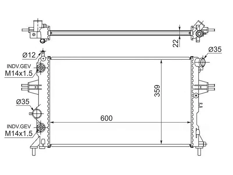 Радиатор охлаждения -SGOP0006G Sat для OPEL ASTRA