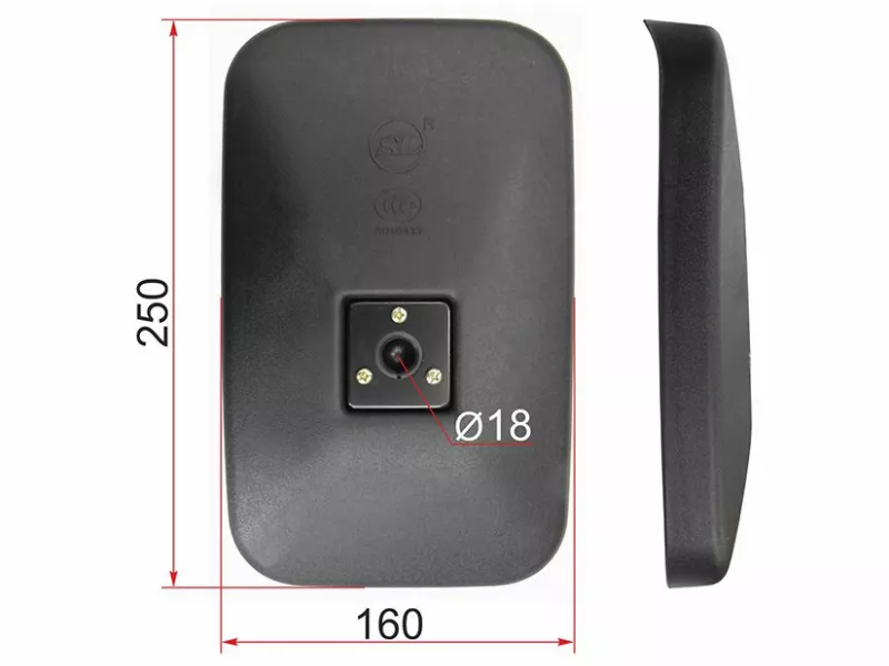 Зеркало (ISUZU ELF NHR.NKR (250x160 SR800)) - Артикул SL1651A - Производитель Sat - Фото, Отзывы, Цены 