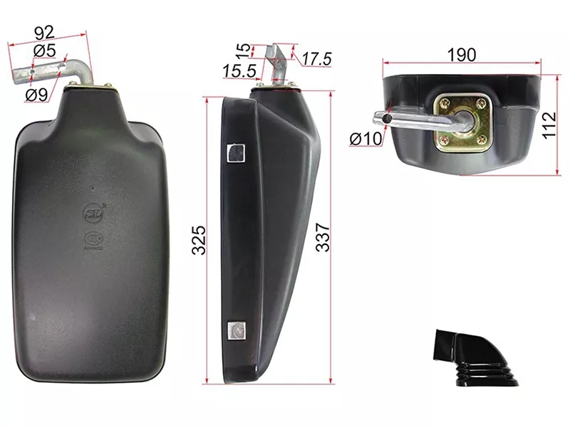 Зеркало (Nissan UD BUS (325x190 SR800)) - Артикул SL1671 - Производитель Sat - Фото, Отзывы, Цены 