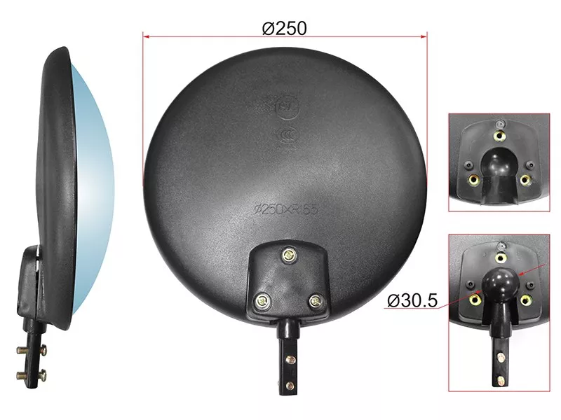 Зеркало (ISUZU FTR, HINO truck, NISSAN UD, MITSUBISHI (d250mm) круглое) - Артикул SL1676 - Производитель Sat - Фото, Отзывы, Цены 