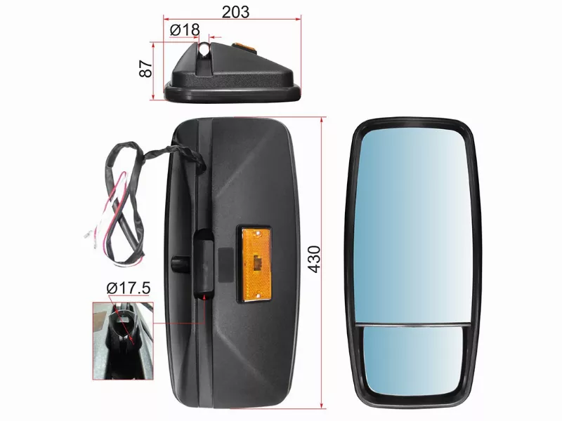 Зеркало (HINO/TOYOTA (430x203) указатель поворота) - Артикул SL526P - Производитель Sat - Фото, Отзывы, Цены 