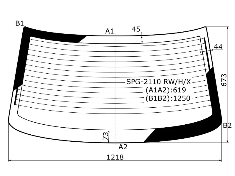 Стекло заднее (Цвет зеленый/ Обогрев) LADA 2110 95-14 - Артикул SPG2110RWHX - Производитель Sat - Фото, Отзывы, Цены 