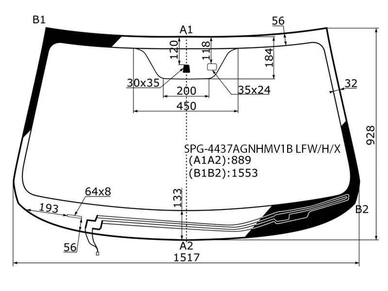 Стекло лобовое (Обогрев щеток/ Датчик дождя) Kia Sorento 09-13 - Артикул SPG4437AGNHMV1BLFWHX - Производитель Sat - Фото, Отзывы, Цены 