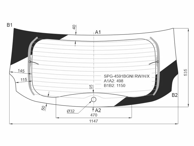 Стекло заднее (Цвет зеленый/ Обогрев) LADA XRAY 15- / XRAY Cross 18 - Артикул SPG4591BGNIRWHX - Производитель Sat - Фото, Отзывы, Цены 