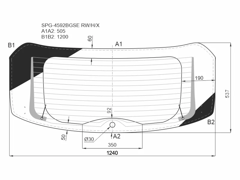 Стекло заднее (Цвет зеленый/ Обогрев) LADA Vesta 15-23 / Vesta Cross 17-23 - Артикул SPG4592BGSERWHX - Производитель Sat - Фото, Отзывы, Цены 