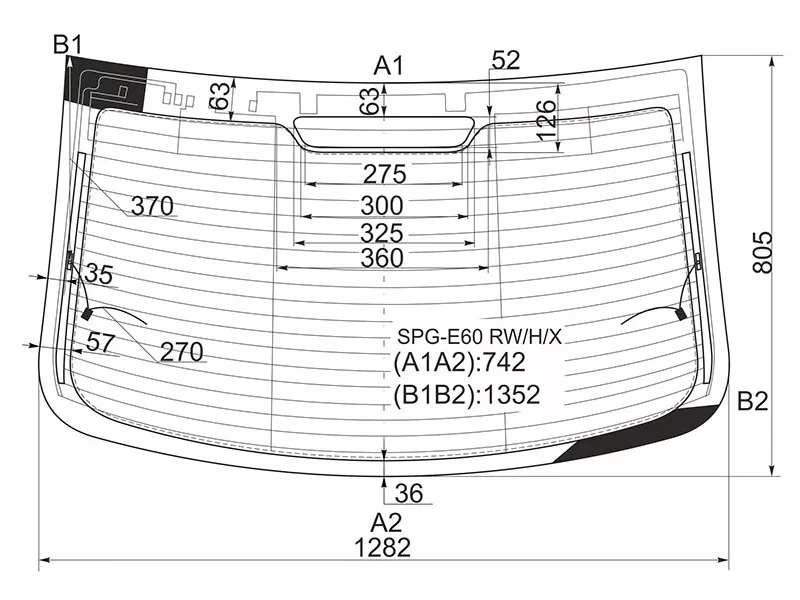 Стекло заднее (Цвет зеленый/ Обогрев/ Антенна) BMW 5-Series 03-10 - Артикул SPGE60RWHX - Производитель Sat - Фото, Отзывы, Цены 