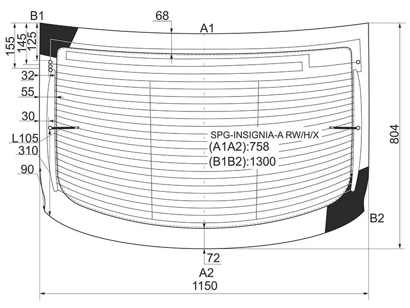 Стекло заднее (Цвет зеленый/ Обогрев/ Антенна) Opel Insignia 08-17 - Артикул SPGINSIGNIAARWHX - Производитель Sat - Фото, Отзывы, Цены 
