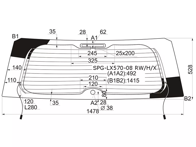 Стекло заднее (Цвет зеленый/ Обогрев) Lexus LX 07-15 - Артикул SPGLX57008RWHX - Производитель Sat - Фото, Отзывы, Цены 