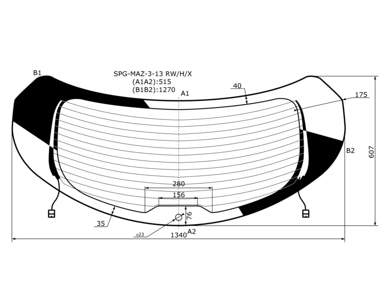 Стекло заднее (Цвет зеленый/ Обогрев/ 5D HBK) Mazda 3 13-19 - Артикул SPGMAZ313RWHX - Производитель Sat - Фото, Отзывы, Цены 