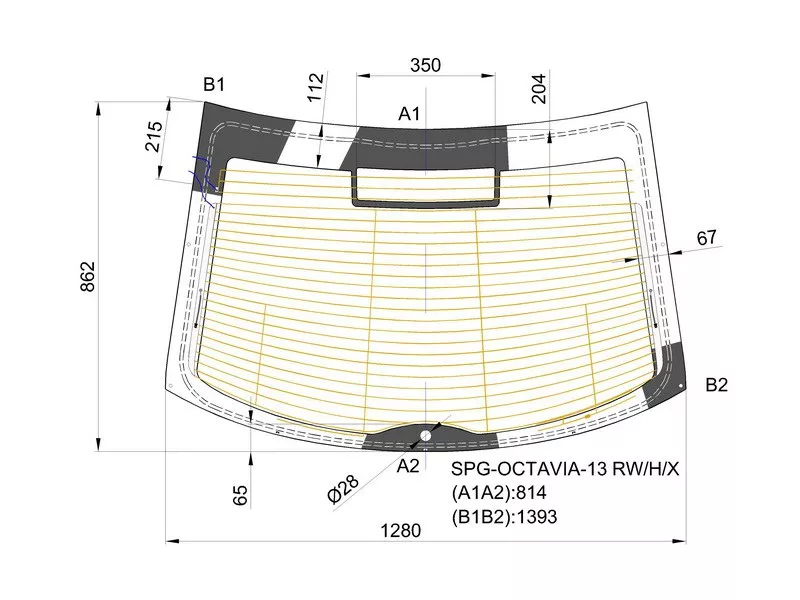 Стекло заднее (Цвет зеленый/ Обогрев/ Антенна) Skoda Octavia 12-20 - Артикул SPGOCTAVIA13RWHX - Производитель Sat - Фото, Отзывы, Цены 