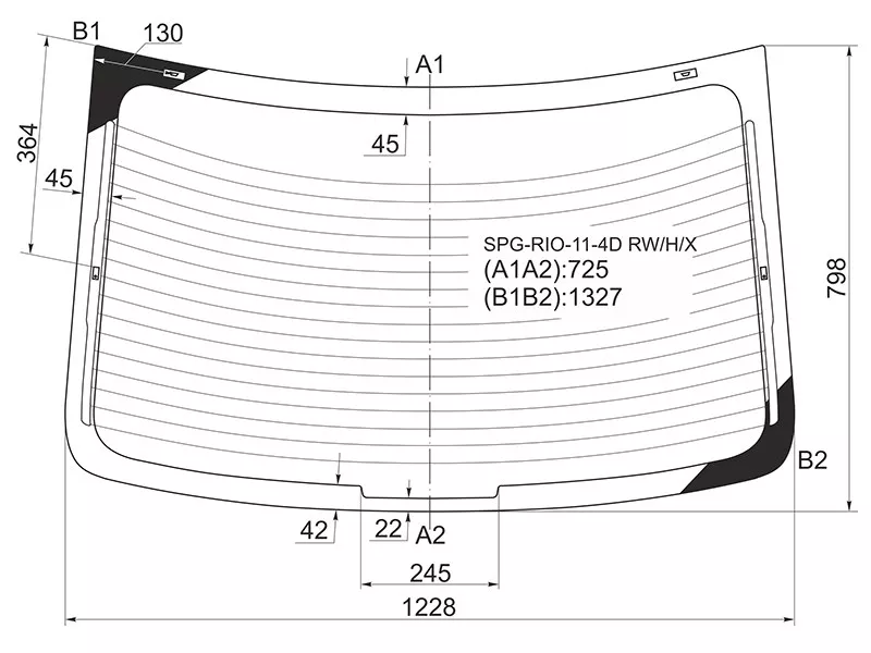 Стекло заднее (крышка багажника) с обогревом -  для KIA RIO