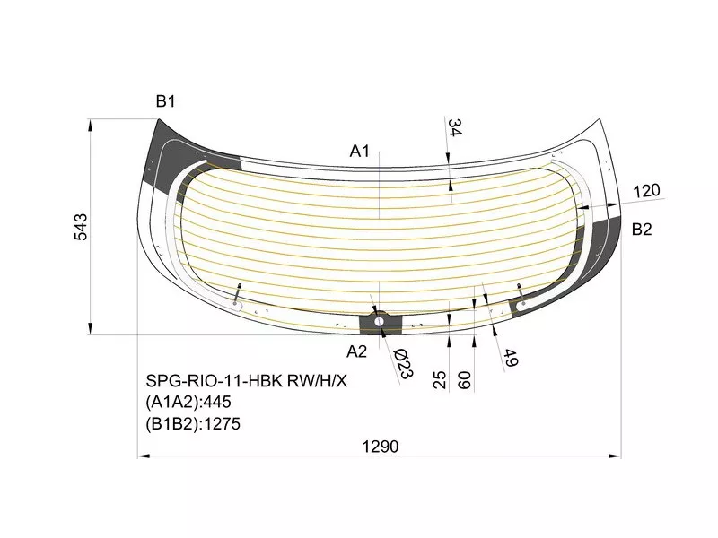 Стекло заднее (крышка багажника, 5дв) -871104Y210 Hyundai-Kia для KIA RIO