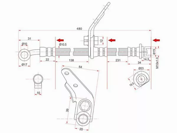 Шланг тормозной передний правый -FT0493 K&K для HONDA ACCORD