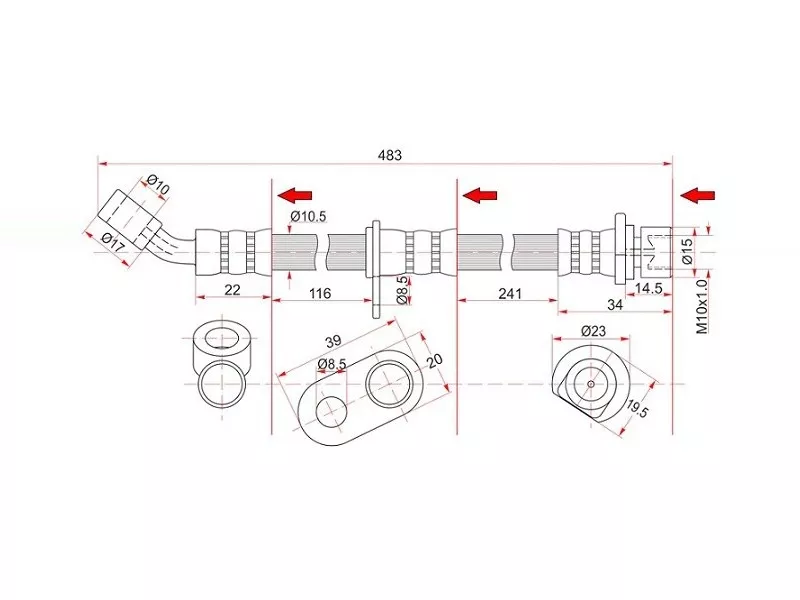 Шланг тормозной задний левый -FT0496 K&K для HONDA ACCORD