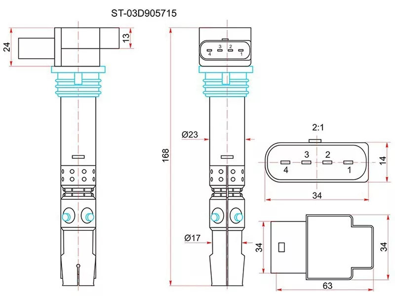 Катушка зажигания VAG FABIA 01-/POLO 09 - Артикул ST03D905715 - Производитель Sat - Фото, Отзывы, Цены 