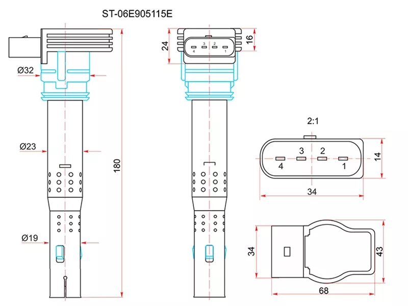 Катушка зажигания VAG A4/6/Q7/PASSAT V - Артикул ST06E905115E - Производитель Sat - Фото, Отзывы, Цены 