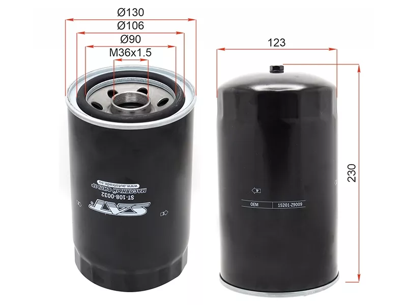 Фильтр масляный MITSUBISHI FUSO 07-/ NISSAN CONDOR 99 - Артикул ST1080032 - Производитель Sat - Фото, Отзывы, Цены 