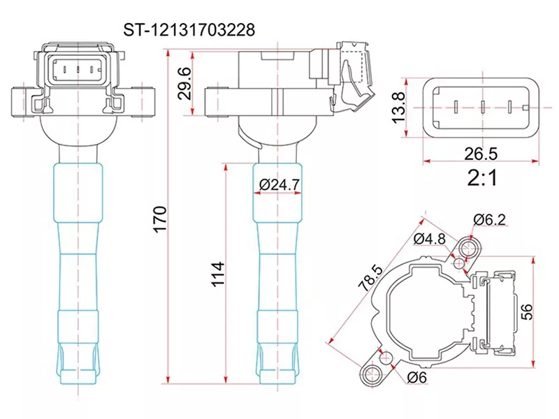 Катушка зажигания BMW E46/E36/E39/E38/E53/E52 - Артикул ST12131703228 - Производитель Sat - Фото, Отзывы, Цены 