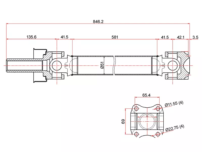 Вал карданный перед MITSUBISHI PAJERO II V23/V24 81-97 - Артикул ST1230003 - Производитель Sat - Фото, Отзывы, Цены 