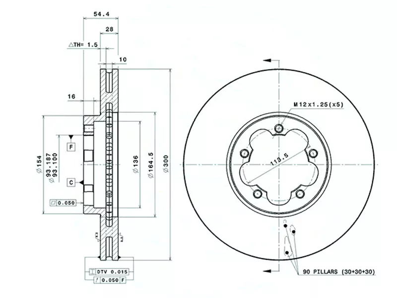 Диск тормозной (Перед) Ford Transit 06-20 / Tourneo Connect 02-13 - Артикул ST1543340 - Производитель Sat - Фото, Отзывы, Цены 