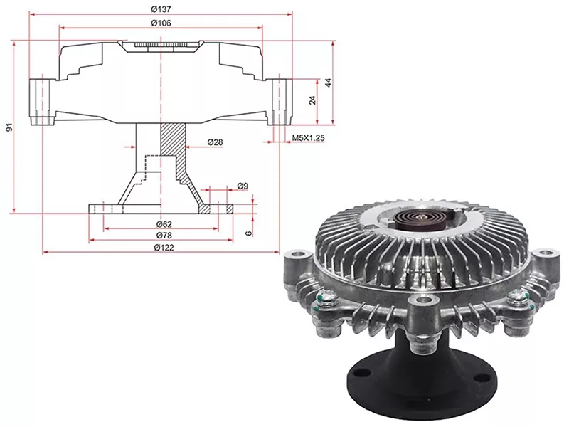 Вискомуфта Toyota Hiace 89-07 / Hilux Pick Up 88-04 - Артикул ST1621054180 - Производитель Sat - Фото, Отзывы, Цены 