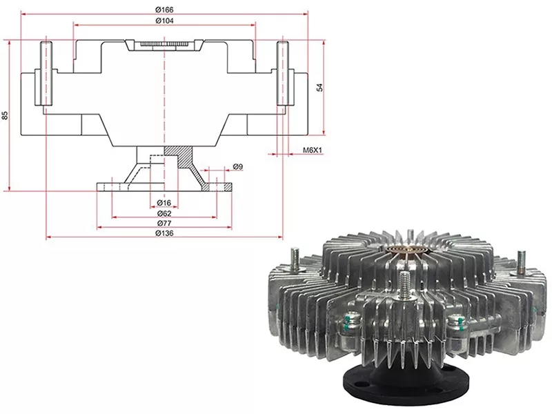 Вискомуфта 3RZ -ST1621075060 Sat для TOYOTA LAND CRUISER PRADO, TOYOTA 4RUNNER / SURF, TOYOTA HILUX, TOYOTA TACOMA, TOYOTA DYNA