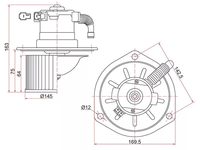 Мотор отопителя салона (Правый руль) Hino Dolphin Profia 92 - Артикул ST1625005461 - Производитель Sat - Фото, Отзывы, Цены 