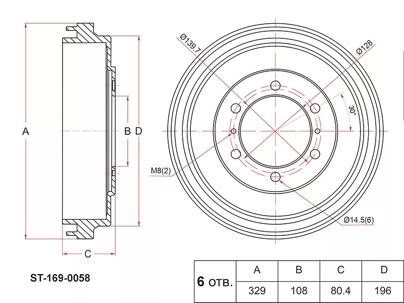 Барабан тормозной TOYOTA GRANVIA/GRAND HIACE 95-02/HIACE 97-01 - Артикул ST1690058 - Производитель Sat - Фото, Отзывы, Цены 