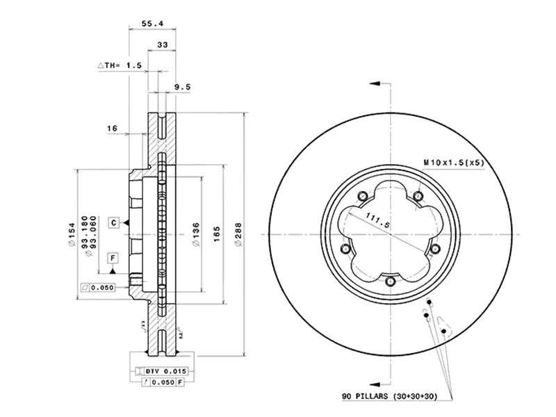 Диск тормозной (Перед) Ford Transit 14-20 - Артикул ST1763885 - Производитель Sat - Фото, Отзывы, Цены 
