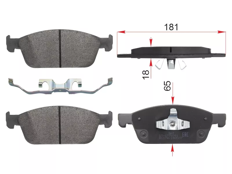 Колодки тормозные (Спереди) Ford Focus 10- / Kuga 13-19 - Артикул ST1775091 - Производитель Sat - Фото, Отзывы, Цены 