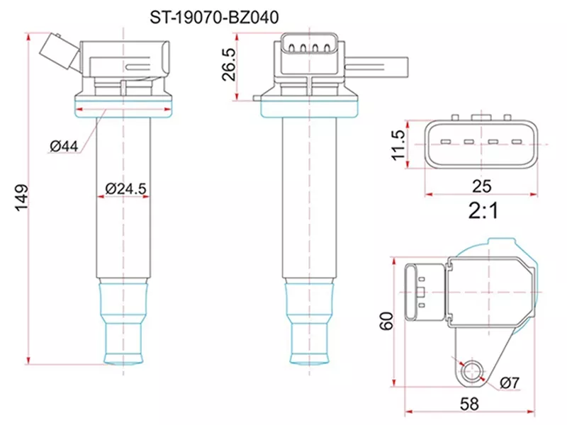 Катушка зажигания TOYOTA K3-VE 04-/3SZ-VE 04 - Артикул ST19070BZ040 - Производитель Sat - Фото, Отзывы, Цены 