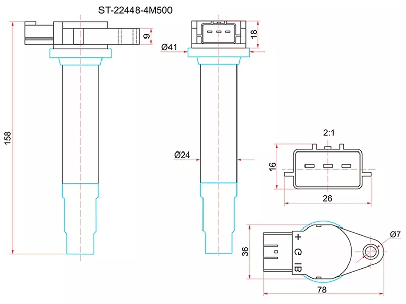 Катушка зажигания NISSAN SUNNY B15/TINO V10/ALMERA N16 QG15/18 - Артикул ST224484M500 - Производитель Sat - Фото, Отзывы, Цены 