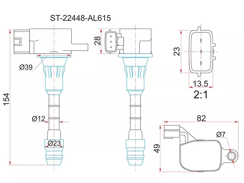 Катушка зажигания NISSAN SKYLINE V35 01-07/FX35 S50 02-07 VQ30DD/VQ35DE - Артикул ST22448AL615 - Производитель Sat - Фото, Отзывы, Цены 