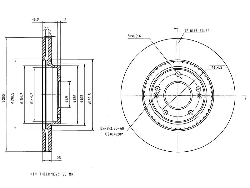 Диск тормозной (Спереди) Hyundai Elantra 20-23 / Sonata 19-23 - Артикул ST250015 - Производитель Sat - Фото, Отзывы, Цены 