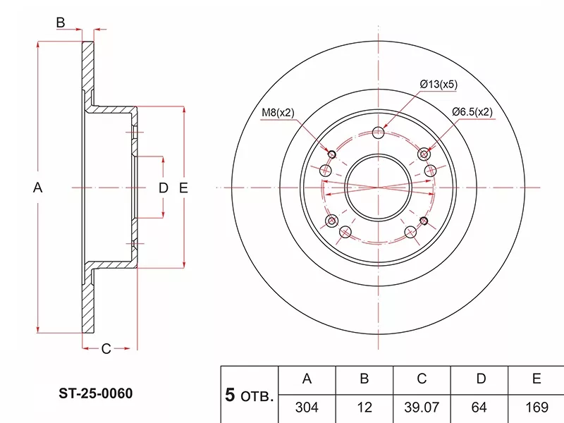 Диск тормозной (Сзади) Haval F7 18-22 / F7x 19 - Артикул ST250060 - Производитель Sat - Фото, Отзывы, Цены 