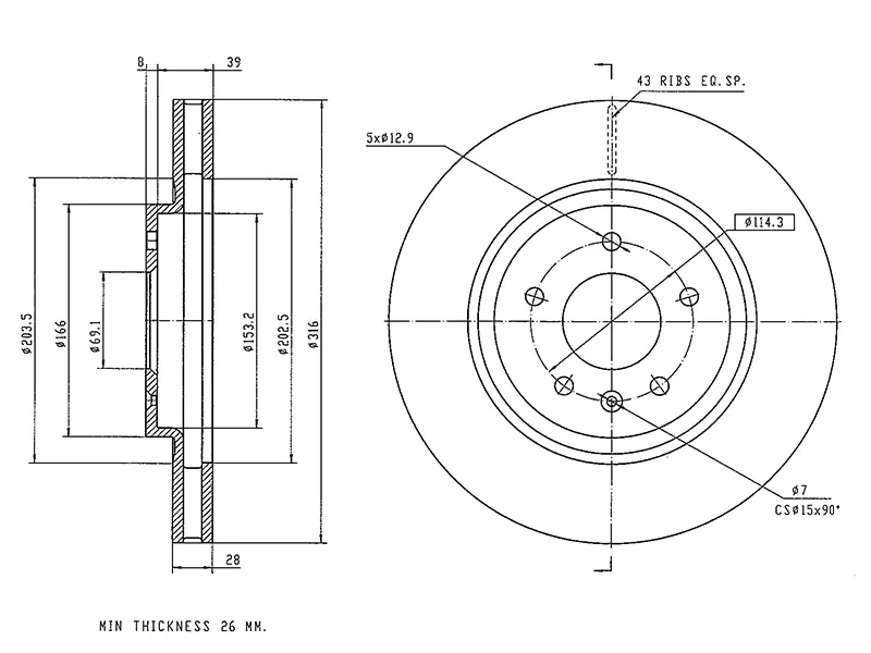 Диск тормозной (Спереди) JAC J7 20 - Артикул ST250066 - Производитель Sat - Фото, Отзывы, Цены 