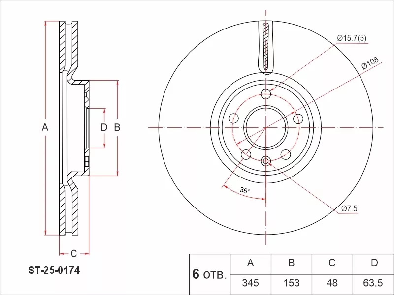 Диск тормозной (Спереди) Volvo S60 18- / XC60 17-22 - Артикул ST250174 - Производитель Sat - Фото, Отзывы, Цены 