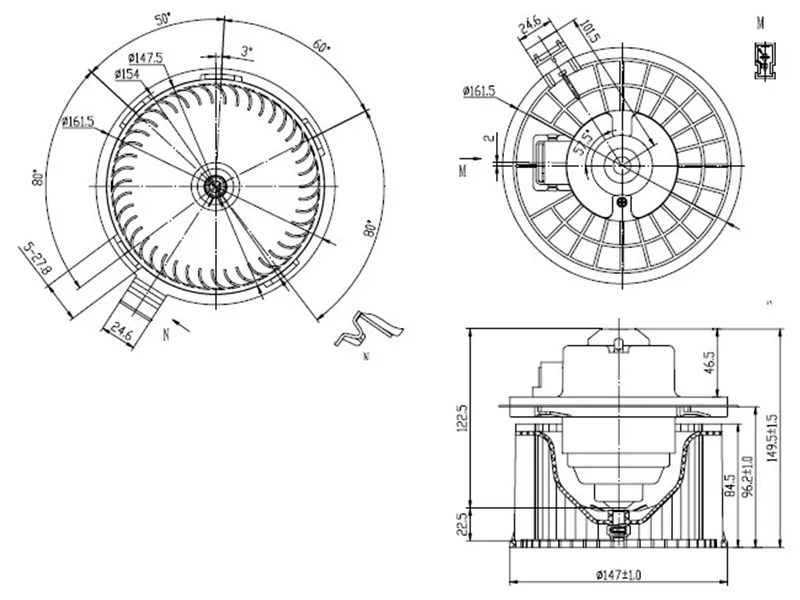 Мотор отопителя салона (Правый руль) Nissan Note 05-13 / Tiida 04-14 - Артикул ST27226ED000 - Производитель Sat - Фото, Отзывы, Цены 