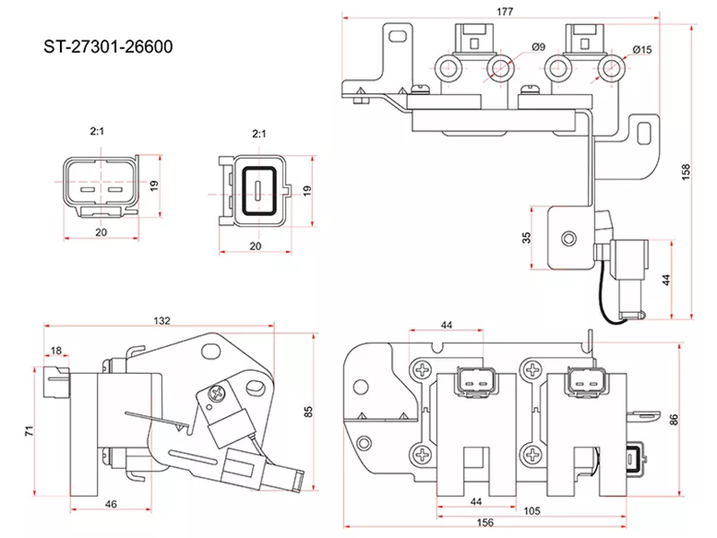 Катушка зажигания HYUNDAI ACCENT 05-10/ELANTRA 00-06/KIA CERATO 04-09 G4ED - Артикул ST2730126600 - Производитель Sat - Фото, Отзывы, Цены 