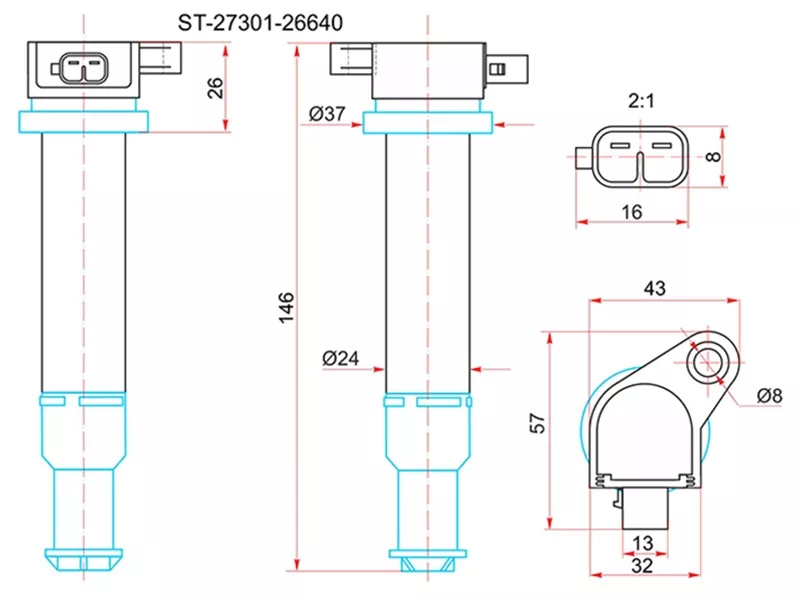 Катушка зажигания HYUNDAI ACCENT05-10/KIA RIO 05-10 - Артикул ST2730126640 - Производитель Sat - Фото, Отзывы, Цены 