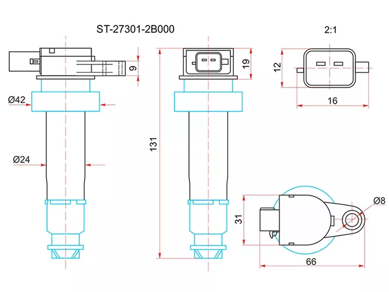 Катушка зажигания HYUNDAI ELANTRA CF 06-/KIA CERATO LD 06 - Артикул ST273012B000 - Производитель Sat - Фото, Отзывы, Цены 