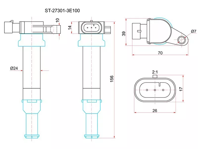 Катушка зажигания HYUNDAI SANTA FE 00-06/MAGENTIS 05-10 - Артикул ST273013E100 - Производитель Sat - Фото, Отзывы, Цены 