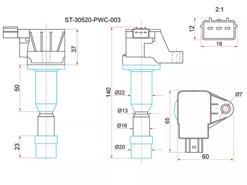 Катушка зажигания HONDA CITY ZX/JAZZ L15A1 04 - Артикул ST30520PWC003 - Производитель Sat - Фото, Отзывы, Цены 