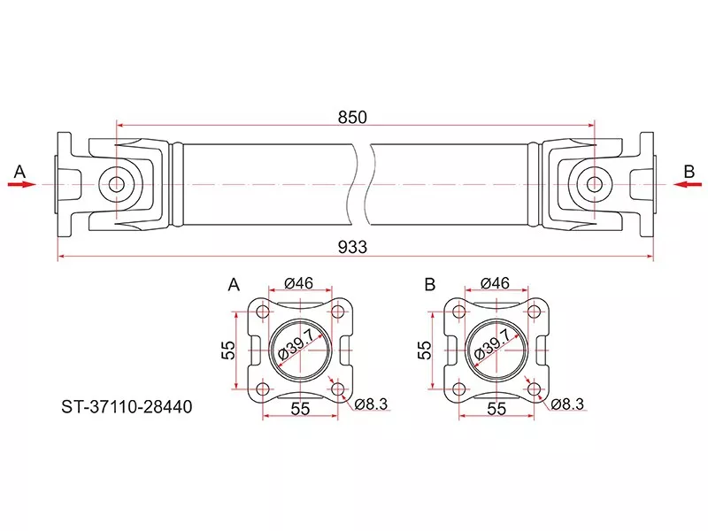 Вал карданный задний -ST3711028440 Sat для TOYOTA LITE ACE NOAH