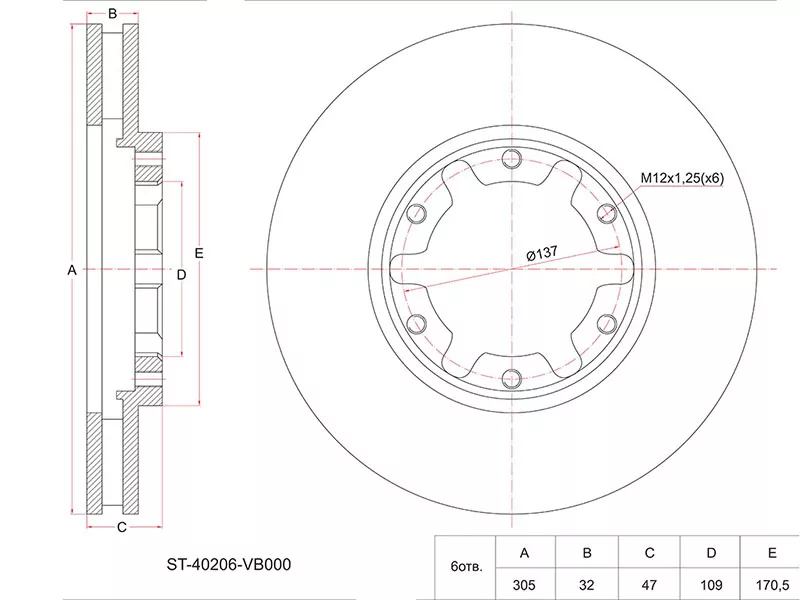 Диск тормозной (Перед) Nissan Patrol 97-10 / Safari 97-07 - Артикул ST40206VB000 - Производитель Sat - Фото, Отзывы, Цены 